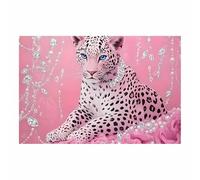 QUSAAOU Craft Wall Decor Pink Leopard with Diamonds and Pearls Print Animal Poster Images Printed For Decorating The Living Room Modern Art Pieces Suitable Home Decorations(Pink)-80x120cm1 Unframed