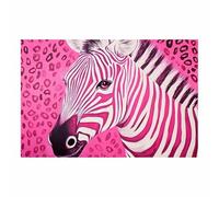QUSAAOU Craft Wall Decor Pink Zebra with Leopard Print Background Animal Poster Images Printed For Decorating The Living Room Modern Art Pieces Suitable Home Decorations(Pink)-20x30cm1 Unframed