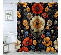 QUSAAOU Green Plant Shower Curtain Floral Dark Background Shower Curtains For Bathroom Decor with Hooks Minimalist Botanical Decorative Bath Curtains Waterproof-200 * 240cm(71"*94")