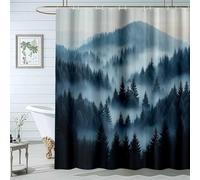 QUSAAOU Green Plant Shower Curtain Misty Forest Landscape Shower Curtains For Bathroom Decor with Hooks Minimalist Botanical Decorative Bath Curtains Waterproof-180 * 180cm(71"*71")
