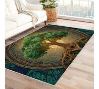 QUSAAOU Home Area Runner Rug Pad Forest, Nature Sacred Green Tree Non Slip Mats Doormat Entry Rug Floor Carpet for Living Room Indoor Outdoor Throw Rugs(Green 300)-90x120cm