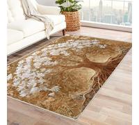 QUSAAOU Life Tree Area Rug for Teens Adult White Flower Tree Carpet for Bedroom Playroom, Indoor Floor Mat, Mystery Trees Decorative Rug for Living Room(White 263)-60x90cm