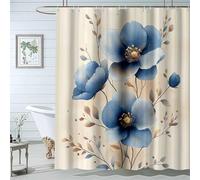 QUSAAOU Nature Landscape Scenery Bathroom RV Shower Curtain Blue Flower Bouquet Shower Curtains, Waterproof Fabric Bathroom Decor Set with Hooks-180 * 180cm(71"*71")