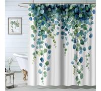 QUSAAOU Nature Landscape Scenery Bathroom RV Shower Curtain Blue Green Vines Shower Curtains, Waterproof Fabric Bathroom Decor Set with Hooks-180 * 180cm(71"*71")