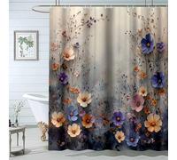 QUSAAOU Nature Landscape Scenery Bathroom RV Shower Curtain Floral Sticker Art Shower Curtains, Waterproof Fabric Bathroom Decor Set with Hooks-180 * 180cm(71"*71")
