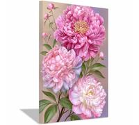 QUSAAOU Pcslarge Canvas Prints Large pink peonies with delicate buds green leaves Retro Landscape Paintings Living Room And Bedroom Home Decorations Easy Hanging(Pink)-70x100cm Unframed