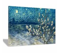 QUSAAOU PcsLarge Canvas Prints Starry Sky Flowers Wall Decor Aesthetic Bedroom Bathroom kitchen Hallway Stairs Office(Blue)-20x30cm Unframed