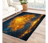 QUSAAOU Rug for Living Room Bright Golden Tree Tree of Life Norse Decor Area Rugs, Symbol Norse Culture Rug Non-Slip Floor Mat, Indoor Outdoor Carpet Home Decor(Gold 49)-60x90cm