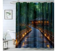 QUSAAOU Shower Curtain Nature Tree Plants Bamboo Grove Path Bath Curtains Fabric Waterproof Mountain Shower Curtain Sets for Bathroom Bath Decor-180 * 180cm(71"*71")