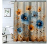 QUSAAOU Shower Curtain Nature Tree Plants Colorful Plants Flowers Bath Curtains Fabric Waterproof Mountain Shower Curtain Sets for Bathroom Bath Decor-200 * 220cm(71"*87")