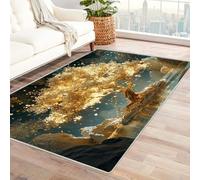 QUSAAOU Tree of Life Rug Golden Glow Tree Abstract Doormat for Outside Entrance Home Decor, Non-Slip Carpet Rugs with Entryway Mat for Patio Indoor Front(Gold 303)-150x180cm
