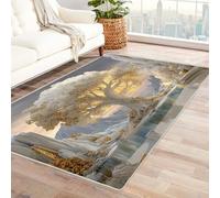 QUSAAOU Tree of Life Rug Sacred White Tree Fantasy Rugs for Entryway Living Room Bedroom, Washable Non Slip Soft Low Pile Indoor Door Mat & Room Decor Carpet(White 212)-120x150cm