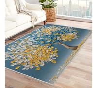 QUSAAOU Tree of Life Rugs Blue Yellow Tree Indoor Outdoor Welcome Mat Funny Cute Door mat Housewarming Gift Indoor Outdoor Bathroom Door mat(Multi 271)-150x180cm