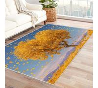 QUSAAOU Tree of Life Rugs Heart Yellow Tree Indoor Outdoor Welcome Mat Funny Cute Door mat Housewarming Gift Indoor Outdoor Bathroom Door mat(Yellow 211)-120x150cm