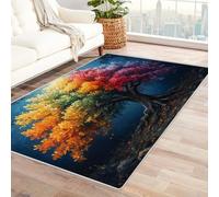 QUSAAOU Trees of Lifes Large Area Rug Rainbow Colored Tree Modern Indoor Floor Mat Soft Carpet with Non-Slip Backing Home Decor for Living Room Bedroom(Multi 46)-210x300cm