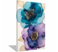 QUSAAOU Wall Art For Hallway And Stairs Translucent ink poppies outlined with golden filaments Morden Livingroom Wall Decor Nature Pictures For Bedroom Kitchen Corridor Office Decor -80x120cm Unframed