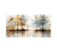 QUSAAOU Wall Decor Watercolor Forest Landscape Reflections Abstract Natural Landscape Prints Canvas Suitable For Modern Living Room DéCor Posters Pleasing Decorations(Beige)-40x80cm1 Unframed