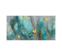 QUSAAOU Wall Decoration Feather Butterfly Nature Pattern Print Canvas Wall Art Decor Hanging Pictures For Living Room Canvas Artwork Deco Wall Art-Abstract-Modern(brown)-70x140cm1 Unframed
