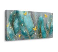 QUSAAOU Wall Decoration Feather Butterfly Nature Pattern Print Canvas Wall Art Decor Hanging Pictures For Living Room Canvas Artwork Deco Wall Art-Abstract-Modern(brown)-40x80cm1 Framed