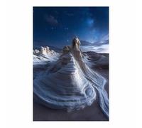 QUSAAOU Wall Decorations Starry Sky White Rock Formation Desert Night Landscape Modern Wall Decoration For Living Room Bedroom Hallway And Stairs Artwork Wall Pictures(White)-40x60cm1 Unframed