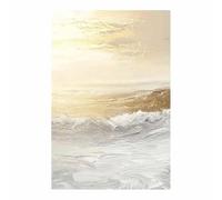 QUSAAOU Wall Decorations Textured Gold White Ocean Wave Abstract Painting Modern Wall Decoration For Living Room Bedroom Hallway And Stairs Artwork Wall Pictures(Beige)-60x90cm1 Unframed