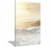 QUSAAOU Wall Decorations Textured Gold White Ocean Wave Abstract Painting Modern Wall Decoration For Living Room Bedroom Hallway And Stairs Artwork Wall Pictures(Beige)-30x45cm1 Framed
