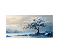 QUSAAOU Watercolor Rainbow Tree of Life Print Red Purple Leaf Falling Abstract Canvas Prints Minimalist Artwork For Bedroom Office Home Decoration Canvas Natural Landscape(Red)-20x40cm1 Unframed