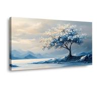 QUSAAOU Watercolor Rainbow Tree of Life Print Red Purple Leaf Falling Abstract Canvas Prints Minimalist Artwork For Bedroom Office Home Decoration Canvas Natural Landscape(Red)-20x40cm1 Framed