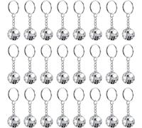 Qusedwey 24 Pack Mini Mirror Disco Ball Keychain Last Disco Bachelorette Retro 60s 70s Disco Keychain for Favors Set