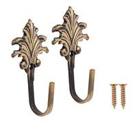 Qusedwey 2pcs Vintage Maple Leaves Curtain Tieback Tassel Hooks Door Wall Hook Bronze