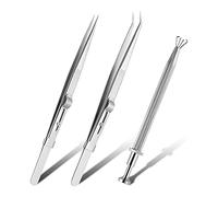 Qusedwey 3 Pack Stainless Steel Tweezers Diamond Claw Tweezers Gems Tweezer Diamond Tweezers Jewelers Holder Pick Up Tool