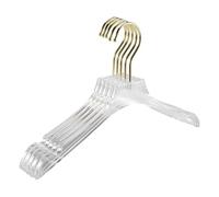 Qusedwey 5 Pcs Clear Clothes Hangers with, Transparent Shirts Dress Coat Hanger with Notches for Lady Kids Small