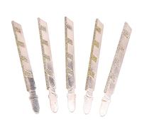 Qusedwey 5Pcs 101mm 4 Inch T Shank Jigsaw Blades Diamond Coated Jig Saw Blade Set Masonry Tile Cutting Power Tools Accessories