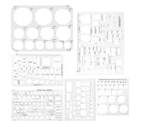 Qusedwey 6pcs Circle Template for Drafting, Geometric Shape Stencils Circle Square Measuring Ruler for Building Formwork Drawing