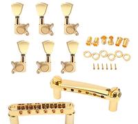 Qusedwey A Set Gold String Saddle Tune-O- Bridge&Tailpiece For Gb Lp Style Electric Guitar