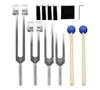 Qusedwey Aluminum Alloy Tuning Fork Set, 128Hz 256Hz 512Hz 1024Hz Tuning Forks for Sound Yoga Meditation Relaxation