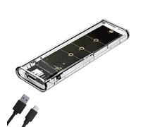 Qusedwey M.2 NGFF Dual Protocol SSD Case Clear USB Type C 10Gbps PCI-E M2 SSD Transparent External Enclosure Hard Disk Box