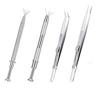 Qusedwey Multipurpose Tweezers Jewelry Tool Gem Holder Diamond Jewelry Tweezers Set of 4 Extra Fine Tweezer