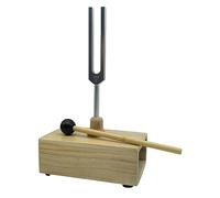 Qusedwey Tuning Fork 512HZ Vibration with Wood Resonator Box Experimental Instrument for Sound Therapy, Yoga, Meditation Wood Color & Silver