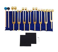 Qusedwey Tuning Fork, 7 Chakras+1 Soul Purpose Weighted Tuning Forks,Aluminum Alloy Instrument 126.22-141.27 Hz Etc.Golden