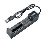 Qusedwey USB 1 Slot Universal Quick Charging Rechargeable Battery Charger Lithium Battery Charger for 18650 26650 14500 16340 ABS