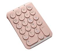 Qusedwey Wireless Number Pad Bluetooth Numeric Keypad Round Keycaps Numpad 22 Keys Rechargeable Number Keyboard(Pink)