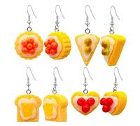 QUSIJIA 6 Pairs Charm Rainbow Triple Layer Chocolate Cream Cake Dangle Earrings Simulation Dessert Food Earrings Set For Women, Resin, No Gemstone