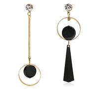 QUSIJIA Asymmetry Geometry Drop Dangle Earrings Sparkling Rhinestone Bohemian Mismatch Earrings For Woman, Metal