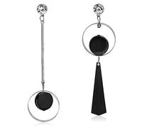 QUSIJIA Asymmetry Geometry Drop Dangle Earrings Sparkling Rhinestone Bohemian Mismatch Earrings For Woman, Metal