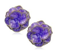 QUSIJIA Beautiful Purple Flowers Drop Dangle Earrings Retro Summer Flower Earrings For Women, Metal