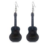 QUSIJIA Novelty Punk Music Renaissance Dangle Earrings Bass Electric Guitar Dangle Drop Earrings For Women, Acrylic