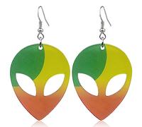 QUSIJIA Statement Alien Spaceship Dangle Earrings Novelty UFO Space Airship Earrings For Women, Acrylic