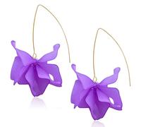 QUSIJIA Summer Rose Boho Acrylic Petal Earrings Exaggerated European Beach Dangle Drop Earrings For Women, Acrylic