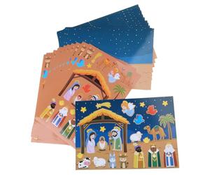 Qusinfc 12pcs/lot Christmas Nativity Scene Stickers Set Religious Sticky Label Creative Activity Decals Party Decor For Kids Christmas Decorations